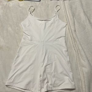 white garage athletic one piece romper